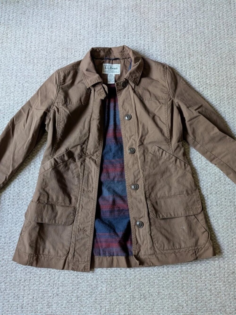 L.L. Bean Flannel Lined Field Jacket Brown Women's XS